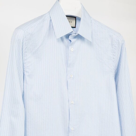 Gucci Blue & White Striped Cotton-Poplin Buttoned Shirt - Picture 3 of 12